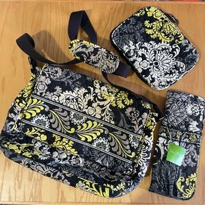 Vera Bradley Black and Yellow Travel Bag Set
